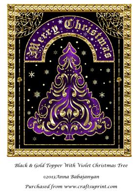 Black & Gold Topper with Violet Christmas Tree
