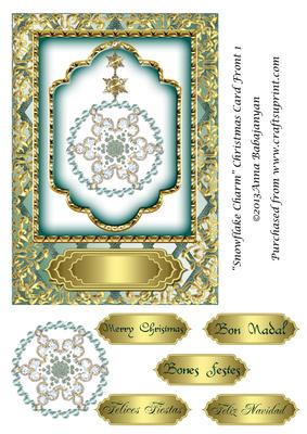 Snowflake Charm Christmas Card Front 1