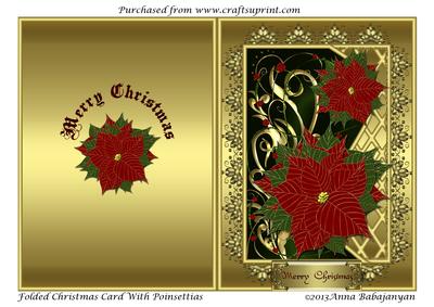 Folded Christmas Card with Poinsettias