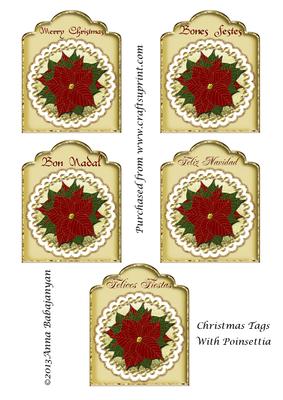 Christmas Tags with Poinsettia