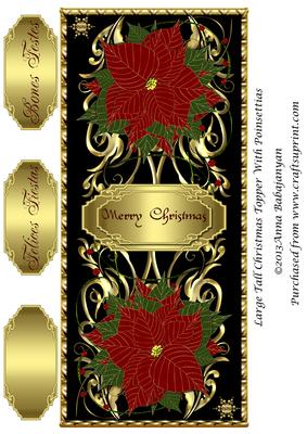 Large Tall Christmas Topper with Poinsettias