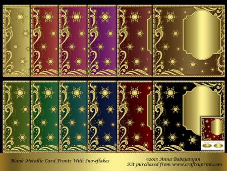 Blank Metallic Card Fronts with Snowflakes