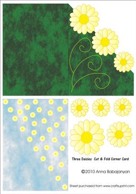 Three Daisies Cut & Fold Corner Card