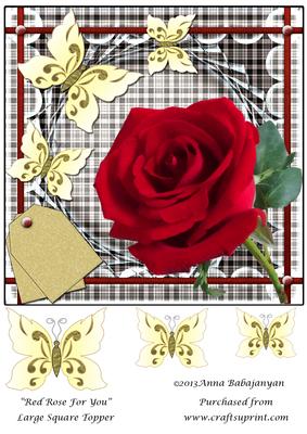 Red Rose for You Large Square Topper
