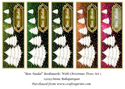 Bon Nadal Bookmarks with Christmas Trees Set 1