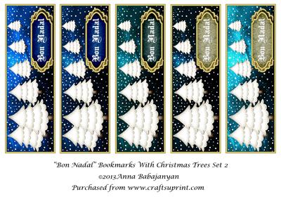 Bon Nadal Bookmarks with Christmas Trees Set 2