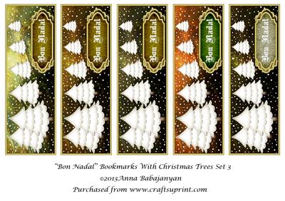 Bon Nadal Bookmarks with Christmas Trees Set 3