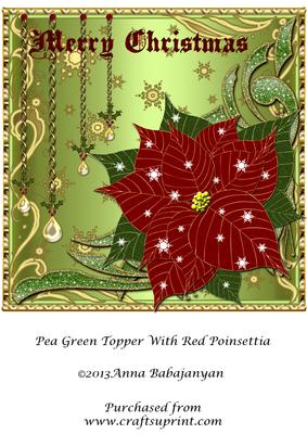Pea Green Topper with Red Poinsettia