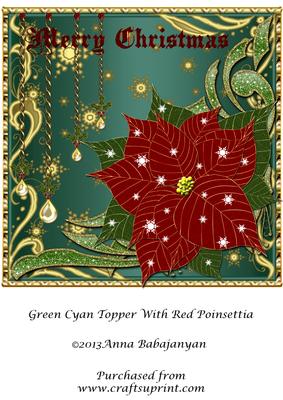 Green Cyan Topper with Red Poinsettia