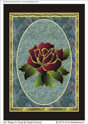 A4 "rose in Oval & Gold Frame"