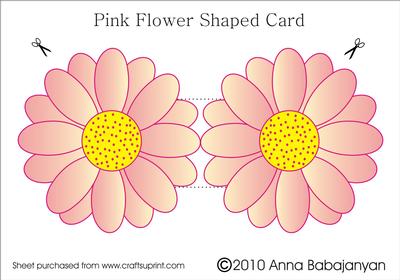 Pink Flower Shaped Card