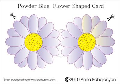 Powder Blue Flower Shaped Card