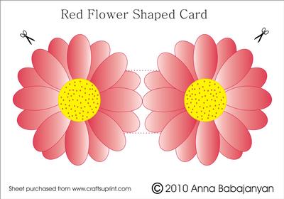 Red Flower Shaped Card
