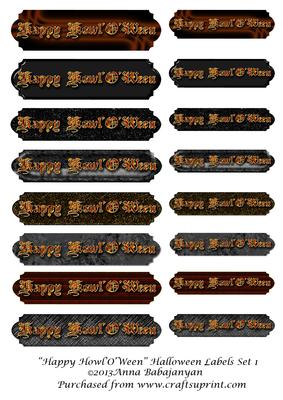 Happy Howl'o'ween Halloween Labels Set 1