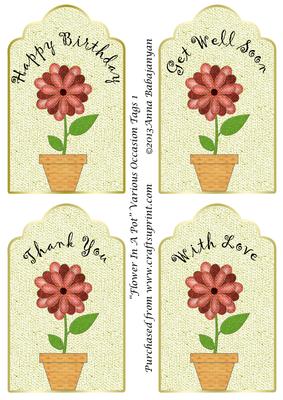 Flower in a Pot Various Occasion Tags 1