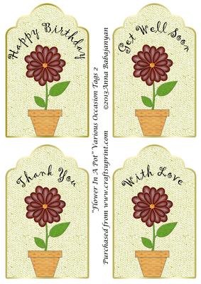 Flower in a Pot Various Occasion Tags 2