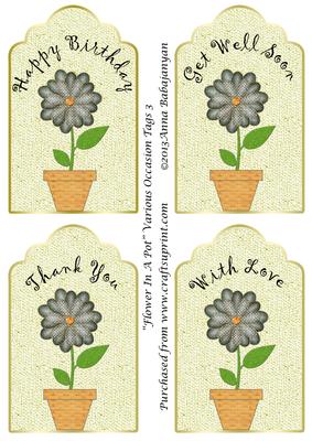 Flower in a Pot Various Occasion Tags 3