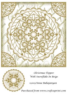 Christmas Topper with Snowflake in Beige