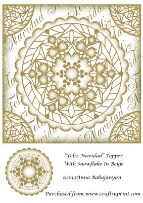 Feliz Navidad Topper with Snowflake in Beige