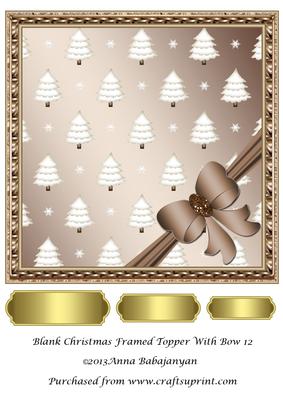 Blank Christmas Framed Topper with Bow 12