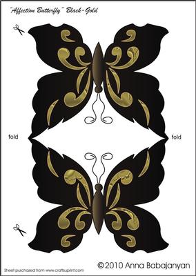 Affection Butterfly Black-gold Shaped Card