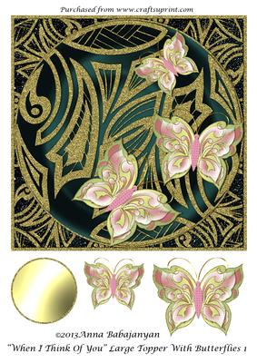 When I Think of You Large Topper with Butterflies 1