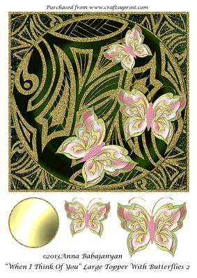 When I Think of You Large Topper with Butterflies 2