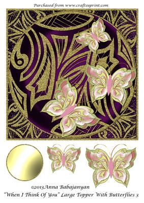 When I Think of You Large Topper with Butterflies 3