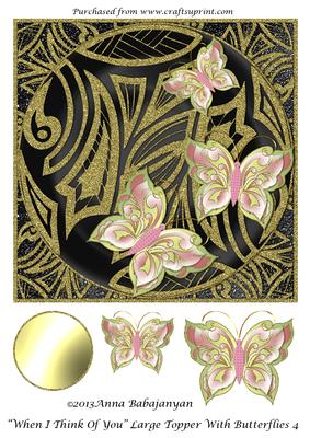 When I Think of You Large Topper with Butterflies 4