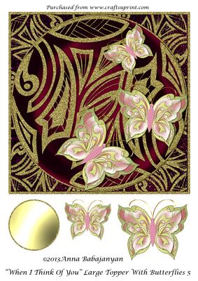 When I Think of You Large Topper with Butterflies 5