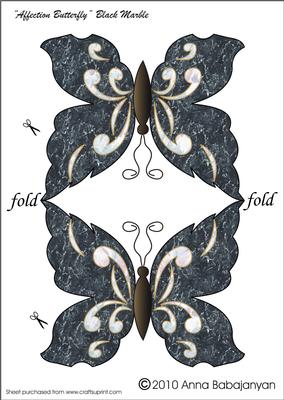 Affection Butterfly Black Marble Shaped Card