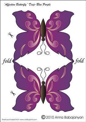 Affection Butterfly Deep-blue Purple Shaped Card