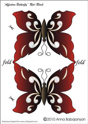 Affection Butterfly Red Black Shaped Card