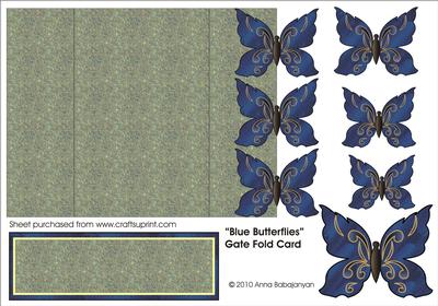 Blue Butterflies Gate Fold Card