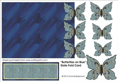 Butterflies on Blue Gate Fold Card