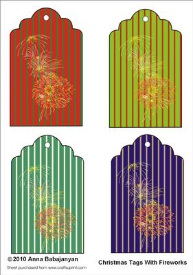 Christmas Tags with Fireworks