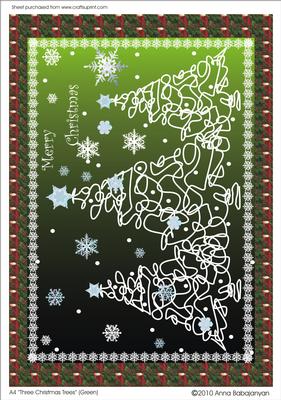 A4 Three Christmas Trees (green)