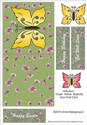 Affection Chalk-yellow Butterfly Duo Fold Card