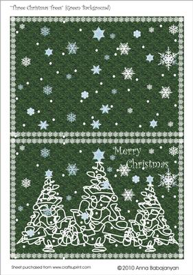 Three Christmas Trees (green Background)