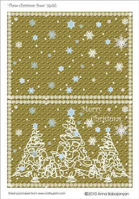 Three Christmas Trees (gold)