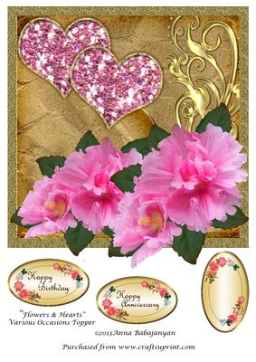 Flowers & Hearts Various Occasions Topper