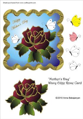 Mothers Day Wavy Edge Rose Card