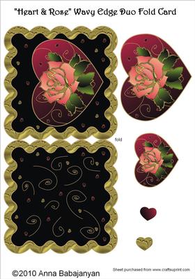 Heart & Rose Wavy Edge Duo Fold Card