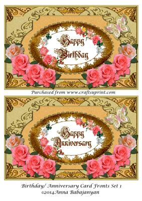 Birthday/ Anniversary Card Fronts Set 1