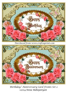 Birthday/ Anniversary Card Fronts Set 2