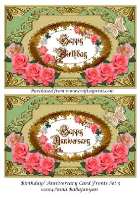 Birthday/ Anniversary Card Fronts Set 3