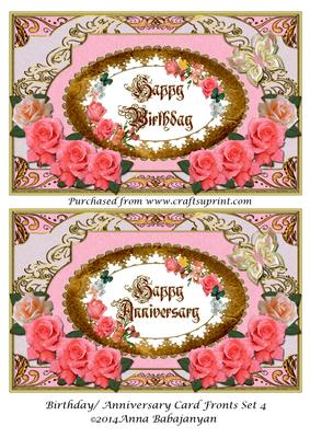 Birthday/ Anniversary Card Fronts Set 4
