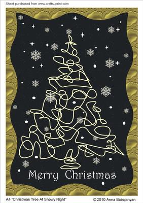 A4 Christmas Tree at Snowy Night
