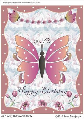 A4 "happy Birthday" Butterfly
