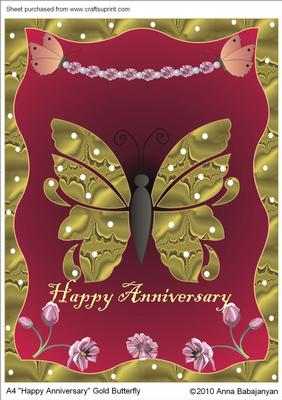 A4 "happy Anniversary" Gold Butterfly